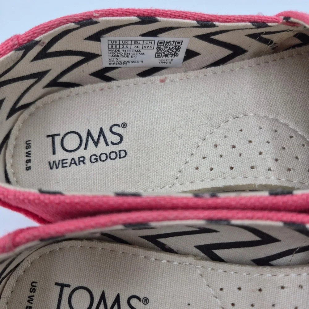 TOMS Womens Classic Alpargata Slip On Shoes Coral Pink Textile 10020572 Size 5.5